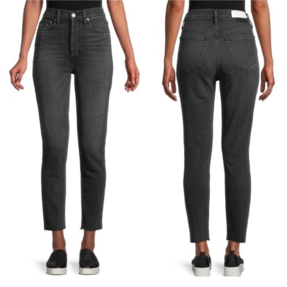 RE/DONE Originals High-Rise Ankle Crop Jeans in Dusty Charcoal size 28
